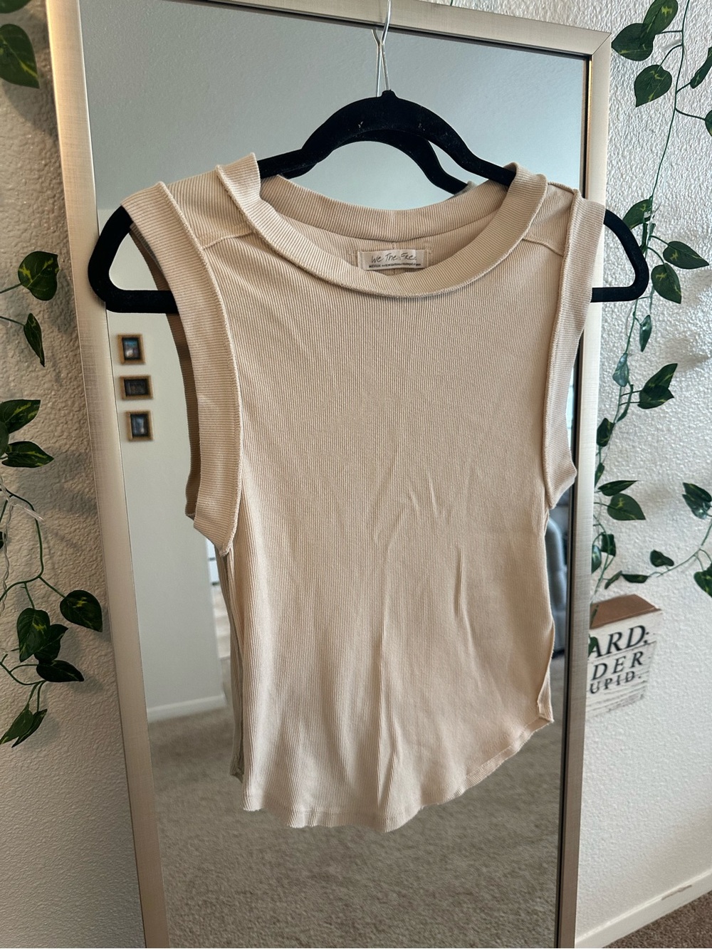 We The Free Ribbed Muscle Tank in Cream/ Tan